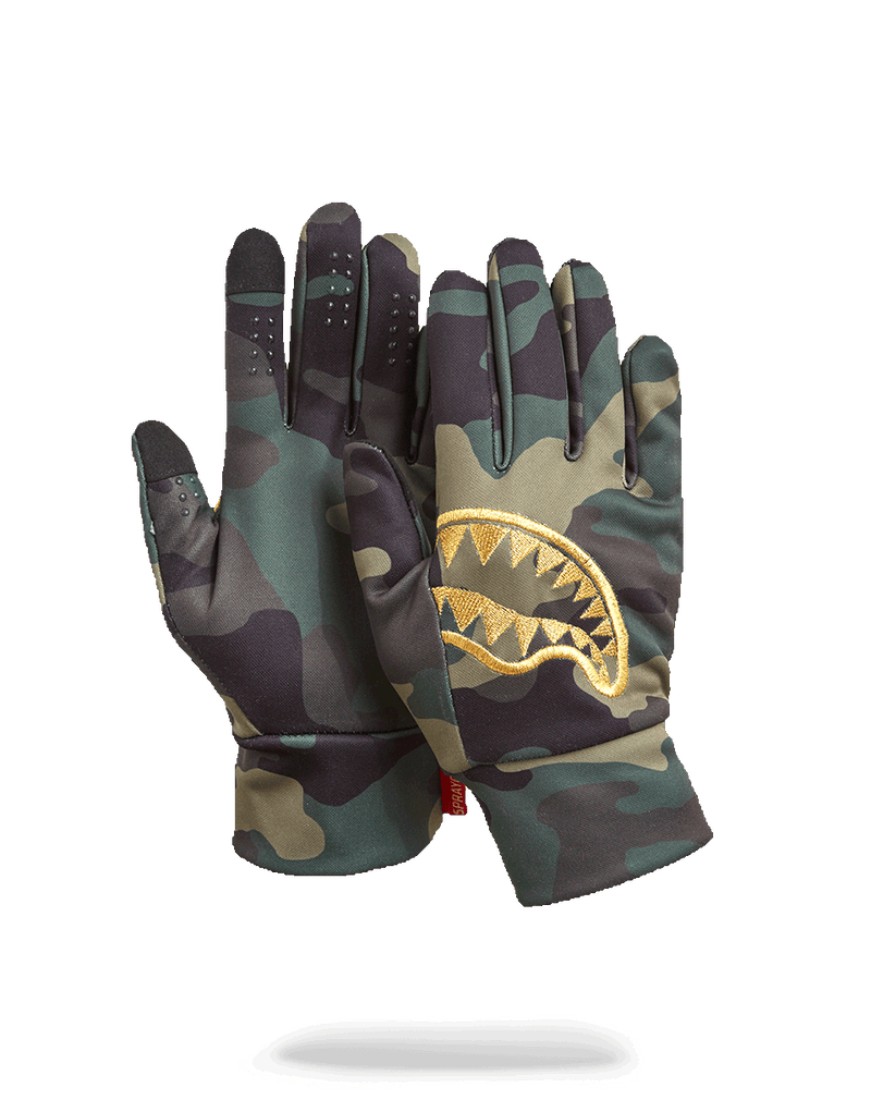 GOLD STENCIL CAMO GLOVES