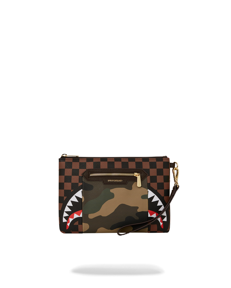 EXTERIOR GOLD ZIP POCKET SHARKS IN PARIS CROSSOVER CLUTCH